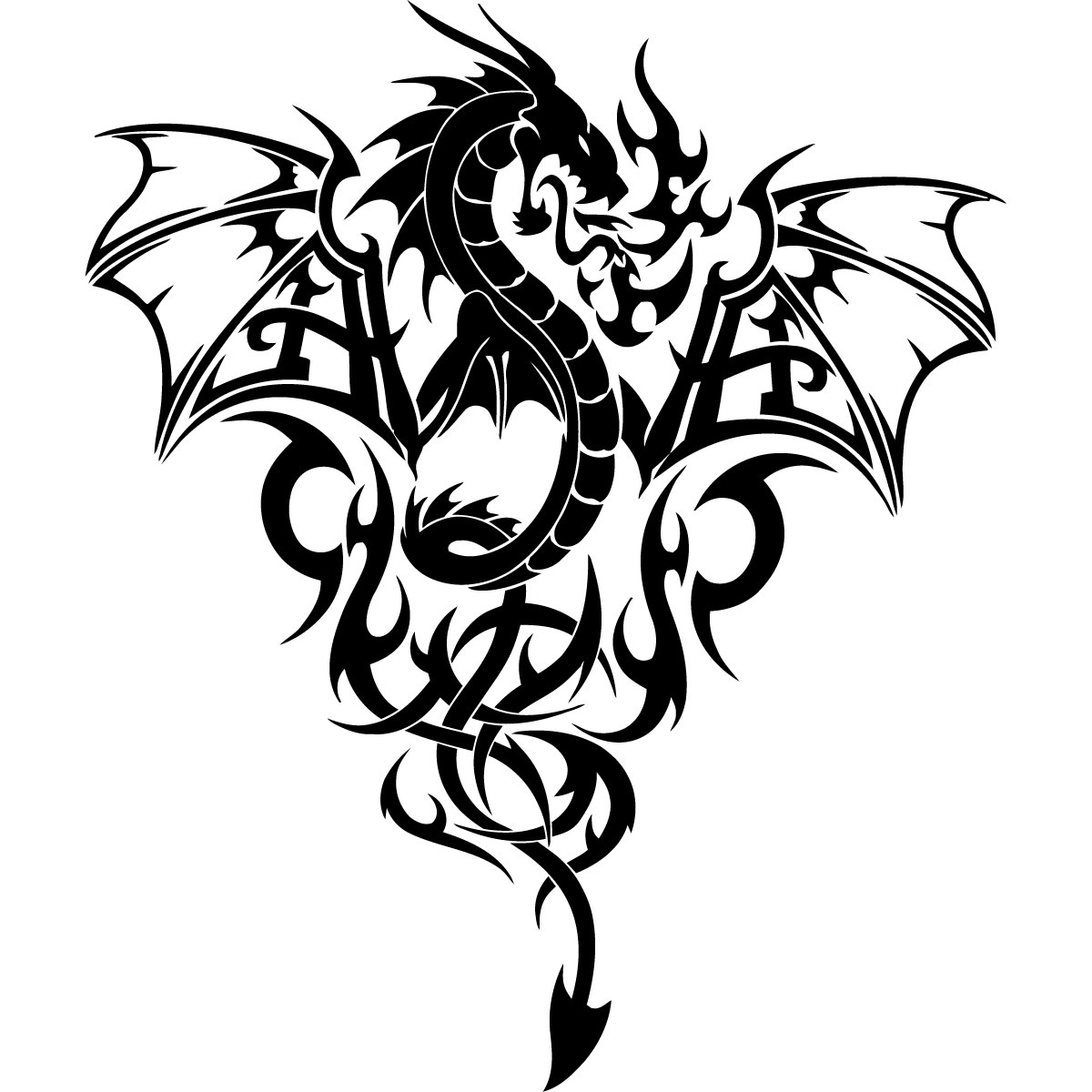 Awesome Black Dragon for Print Design Water Transfer Temporary Tattoo(fake Tattoo) Stickers NO.11136